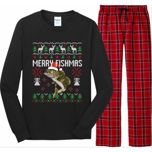 Merry Fishmas Ugly Christmas Funny Angler Fishing Meaningful Gift Long Sleeve Pajama Set