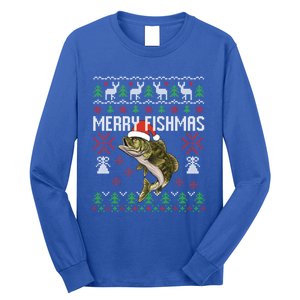 Merry Fishmas Ugly Christmas Funny Angler Fishing Meaningful Gift Long Sleeve Shirt