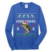 Merry Fishmas Ugly Christmas Funny Angler Fishing Meaningful Gift Tall Long Sleeve T-Shirt