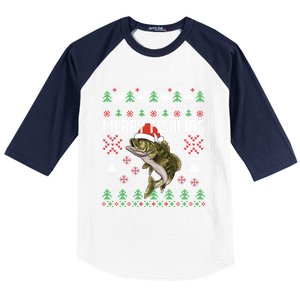 Merry Fishmas Ugly Christmas Funny Angler Fishing Meaningful Gift Baseball Sleeve Shirt