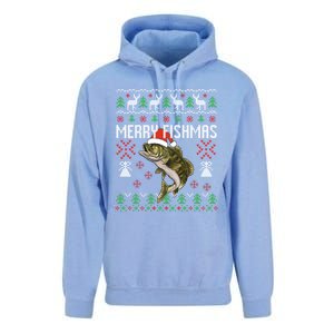 Merry Fishmas Ugly Christmas Funny Angler Fishing Meaningful Gift Unisex Surf Hoodie