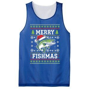 Merry Fishmas Ugly Fishing Christmas Bass Fish Pajama Funny Gift Great Gift Mesh Reversible Basketball Jersey Tank