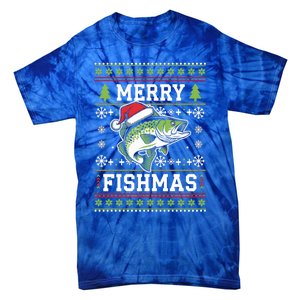 Merry Fishmas Ugly Fishing Christmas Bass Fish Pajama Funny Gift Great Gift Tie-Dye T-Shirt