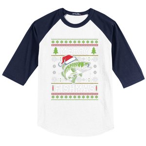 Merry Fishmas Ugly Fishing Christmas Bass Fish Pajama Funny Gift Great Gift Baseball Sleeve Shirt