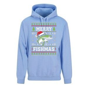 Merry Fishmas Ugly Fishing Christmas Bass Fish Pajama Funny Gift Great Gift Unisex Surf Hoodie