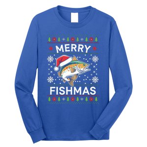 Merry Fishmas Ugly Fishing Christmas Bass Fish Pajama Funny Gift Funny Gift Long Sleeve Shirt