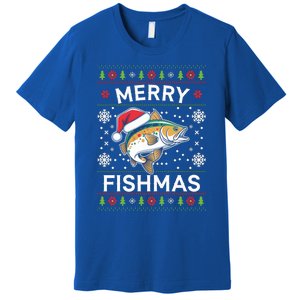 Merry Fishmas Ugly Fishing Christmas Bass Fish Pajama Funny Gift Funny Gift Premium T-Shirt