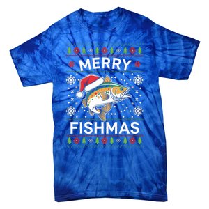 Merry Fishmas Ugly Fishing Christmas Bass Fish Pajama Funny Gift Funny Gift Tie-Dye T-Shirt