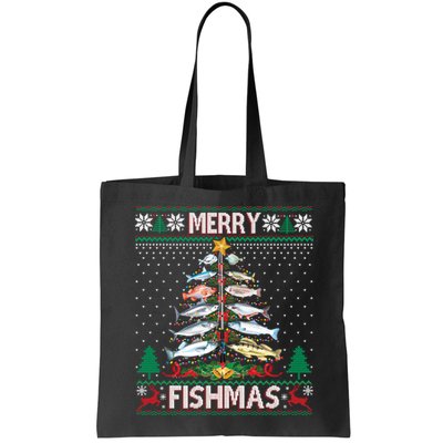 Merry Fishmas Ugly Sweater Fish Fishing Rod Christmas Tree Bag