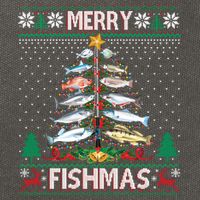 Merry Fishmas Ugly Sweater Fish Fishing Rod Christmas Tree Cotton Canvas Backpack