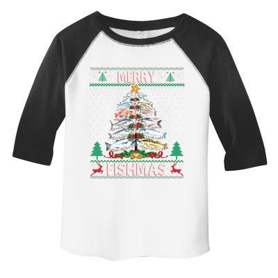 Merry Fishmas Ugly Sweater Fish Fishing Rod Christmas Tree Toddler Fine Jersey T-Shirt