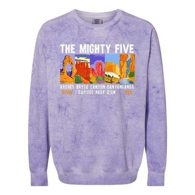 Mighty Five Utah National Parks Distressed Vintage Colorblast Crewneck Sweatshirt