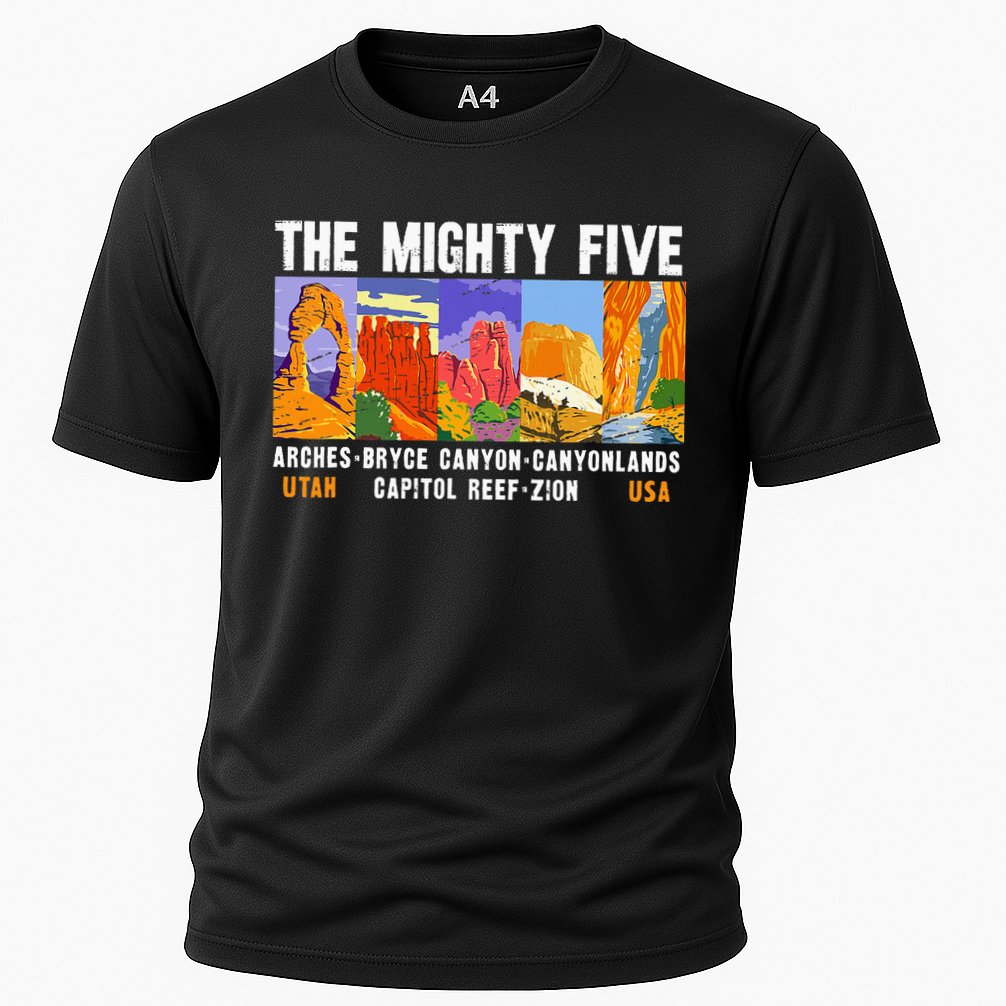 Mighty Five Utah National Parks Distressed Vintage Cooling Performance Crew T-Shirt