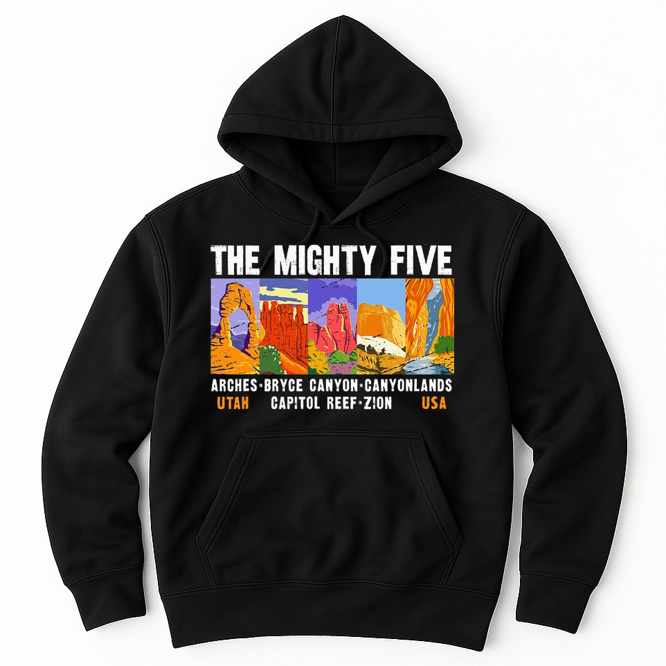 Mighty Five Utah National Parks Distressed Vintage Hoodie