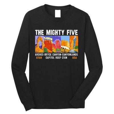 Mighty Five Utah National Parks Distressed Vintage Long Sleeve Shirt