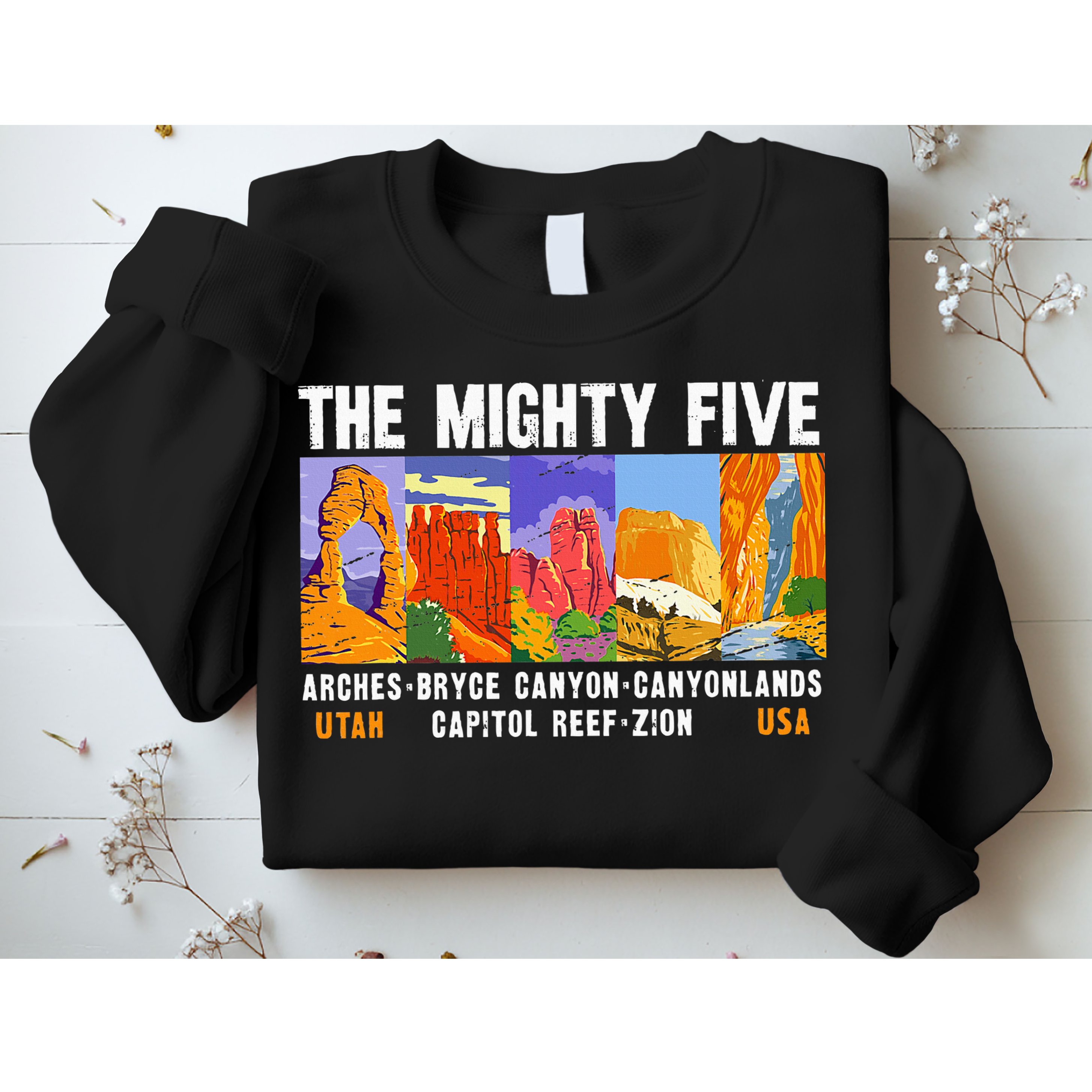 Mighty Five Utah National Parks Distressed Vintage Sweatshirt