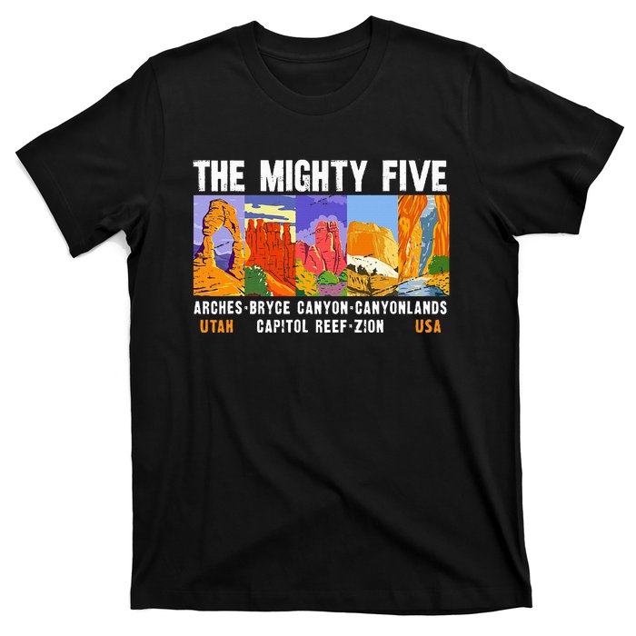 Mighty Five Utah National Parks Distressed Vintage T-Shirt