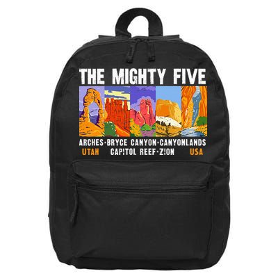 Mighty Five Utah National Parks Distressed Vintage 16 in Basic Backpack