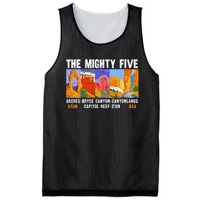 Mighty Five Utah National Parks Distressed Vintage Mesh Reversible Basketball Jersey Tank