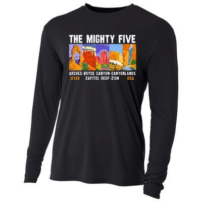 Mighty Five Utah National Parks Distressed Vintage Cooling Performance Long Sleeve Crew