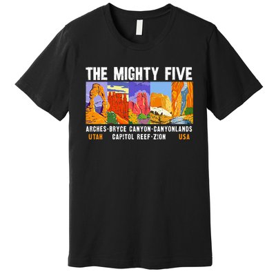 Mighty Five Utah National Parks Distressed Vintage Premium T-Shirt