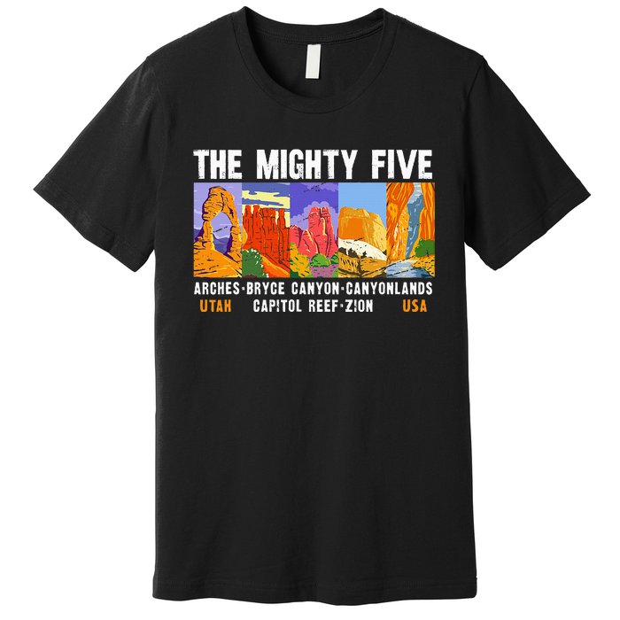 Mighty Five Utah National Parks Distressed Vintage Premium T-Shirt