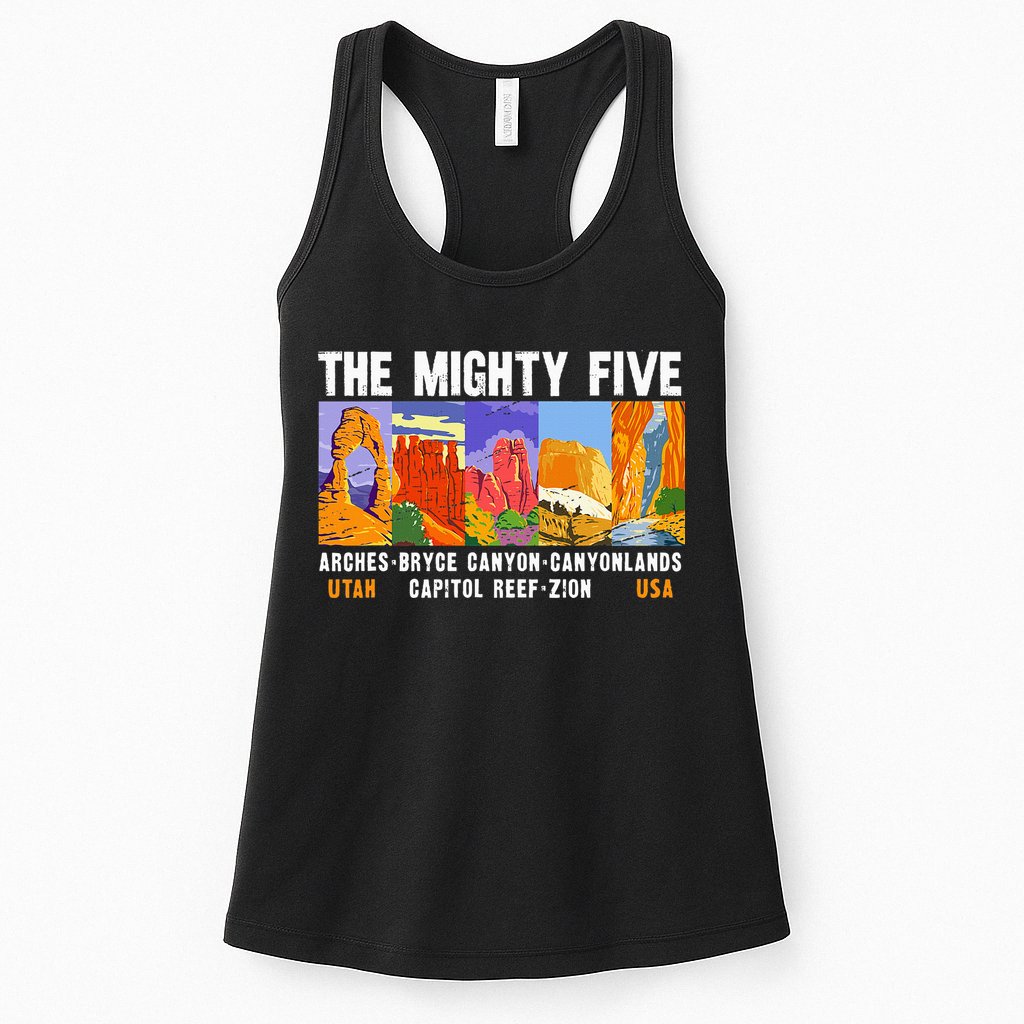 Mighty Five Utah National Parks Distressed Vintage Womens Tank Top
