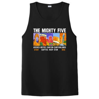 Mighty Five Utah National Parks Distressed Vintage PosiCharge Competitor Tank