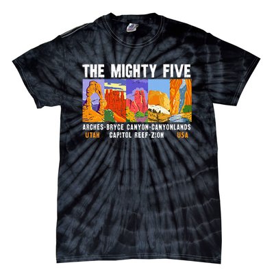 Mighty Five Utah National Parks Distressed Vintage Tie-Dye T-Shirt