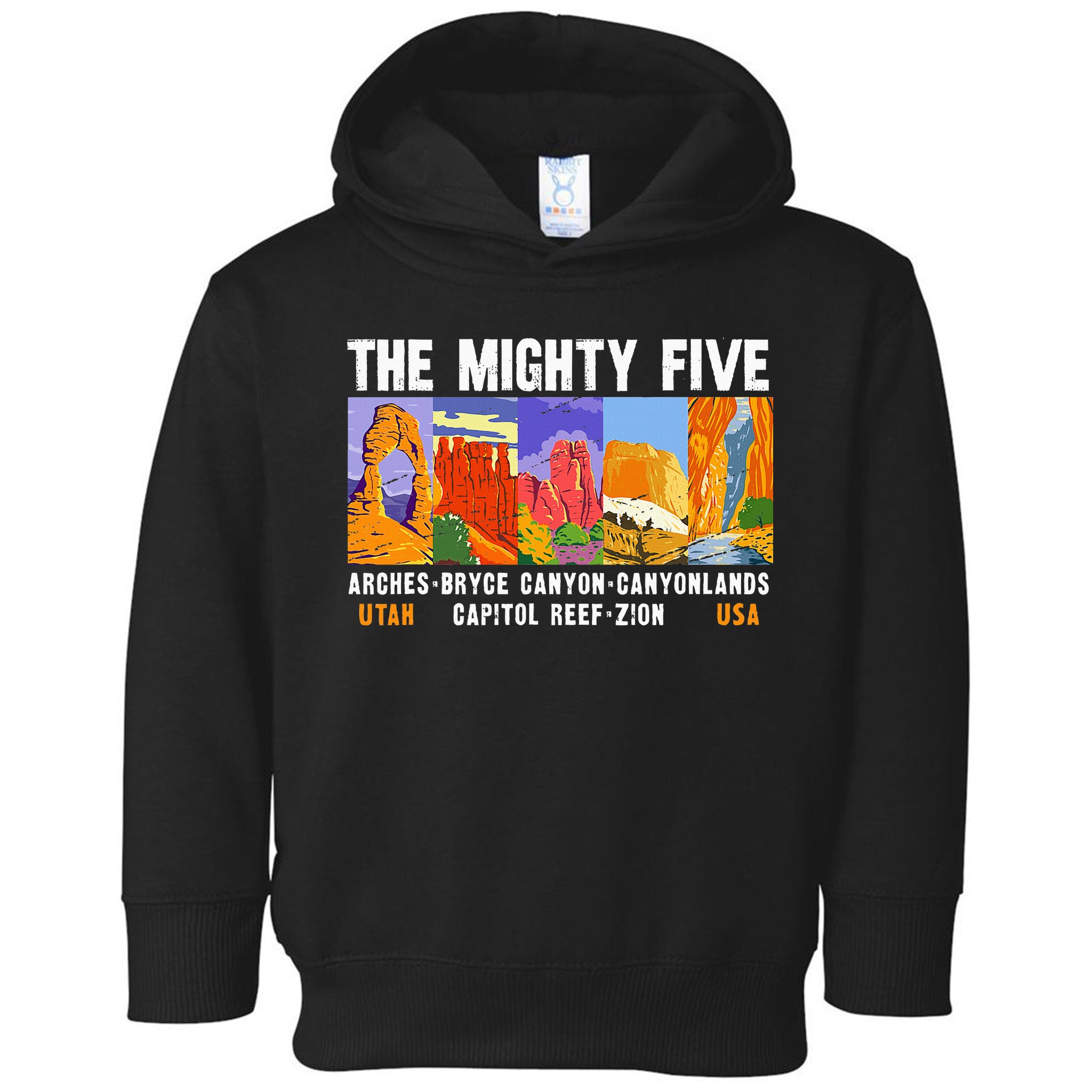 Mighty Five Utah National Parks Distressed Vintage Toddler Hoodie