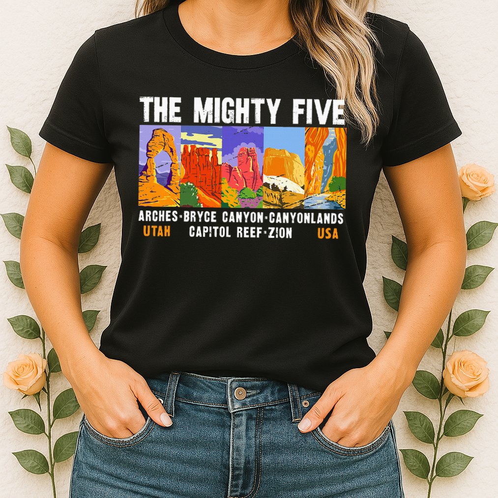 Mighty Five Utah National Parks Distressed Vintage Womens T-Shirt