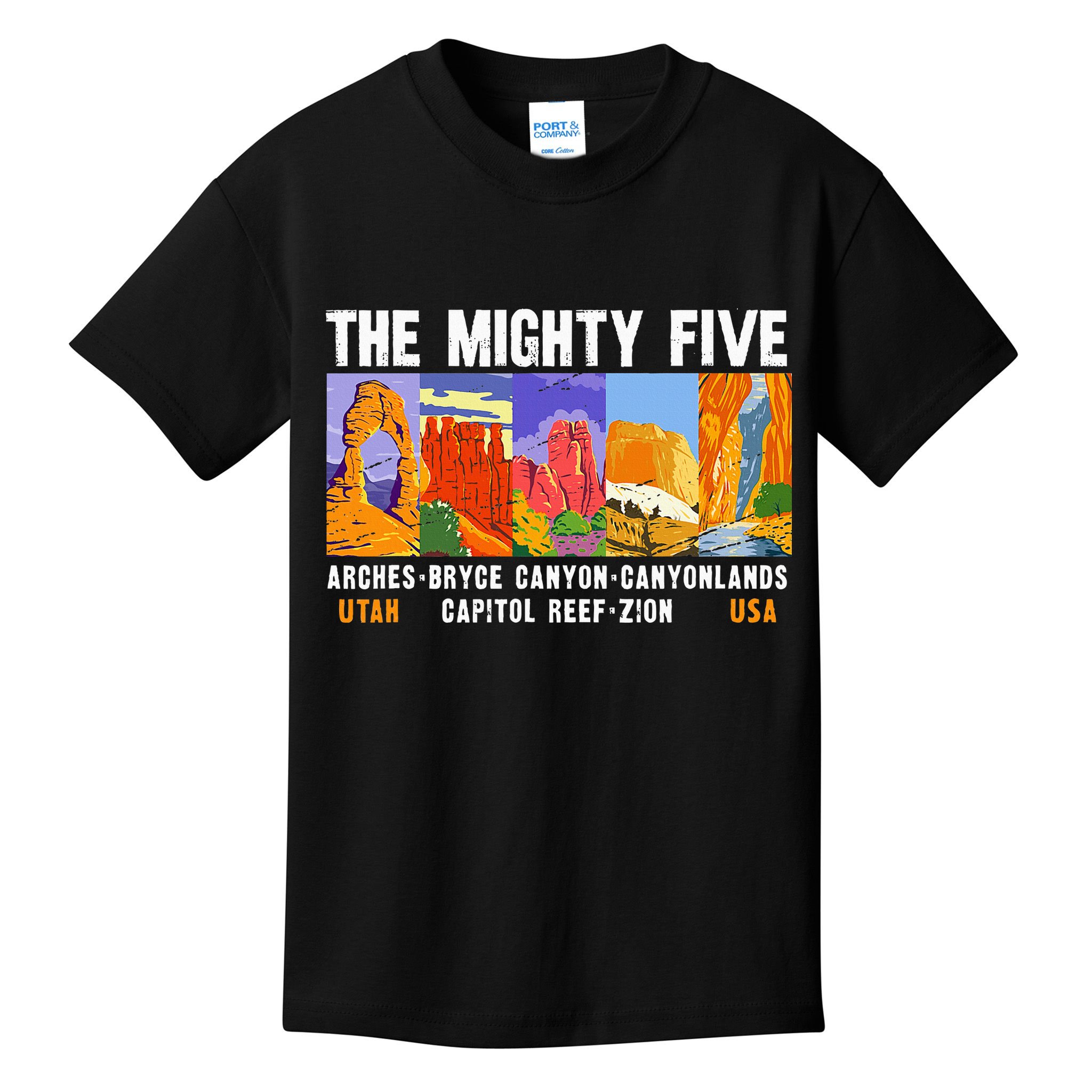Mighty Five Utah National Parks Distressed Vintage Kids T-Shirt