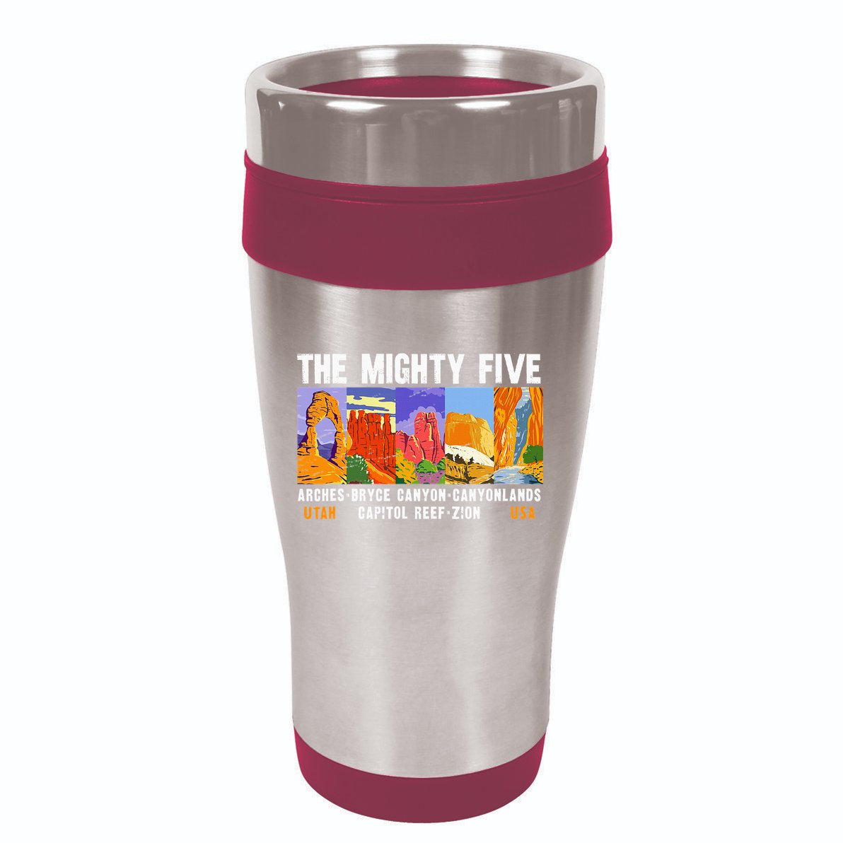 Mighty Five Utah National Parks Distressed Vintage 16oz Travel Tumbler