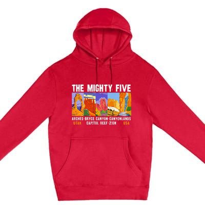 Mighty Five Utah National Parks Distressed Vintage Premium Pullover Hoodie