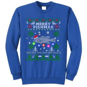 Merry Fishmas Ugly Christmas Fishing Funny Gift Large Mouth Bass Gift Sweatshirt