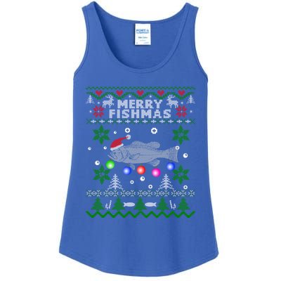 Merry Fishmas Ugly Christmas Fishing Funny Gift Large Mouth Bass Gift Ladies Essential Tank