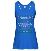 Merry Fishmas Ugly Christmas Fishing Funny Gift Large Mouth Bass Gift Ladies Essential Flowy Tank