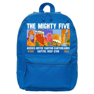 Mighty Five Utah National Parks Distressed Vintage Great Gift 16 in Basic Backpack