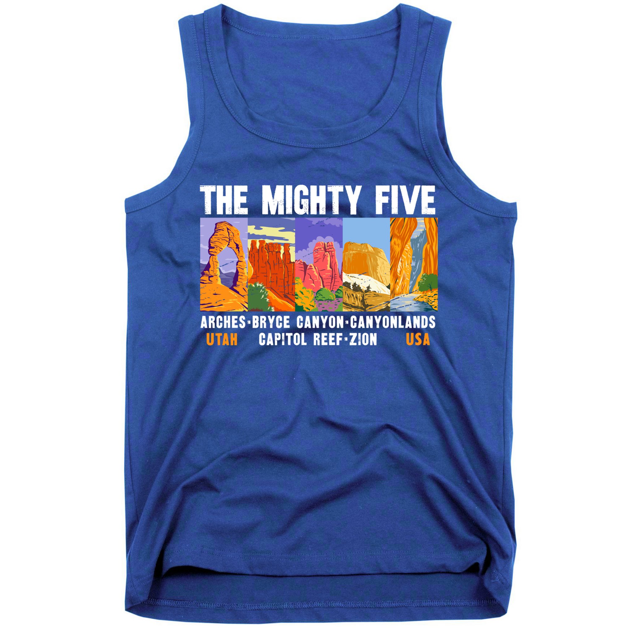 Mighty Five Utah National Parks Distressed Vintage Great Gift Tank Top