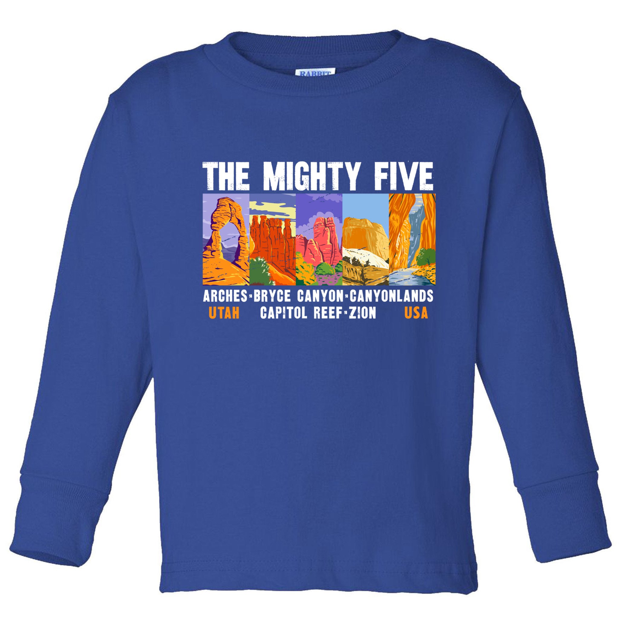 Mighty Five Utah National Parks Distressed Vintage Great Gift Toddler Long Sleeve Shirt