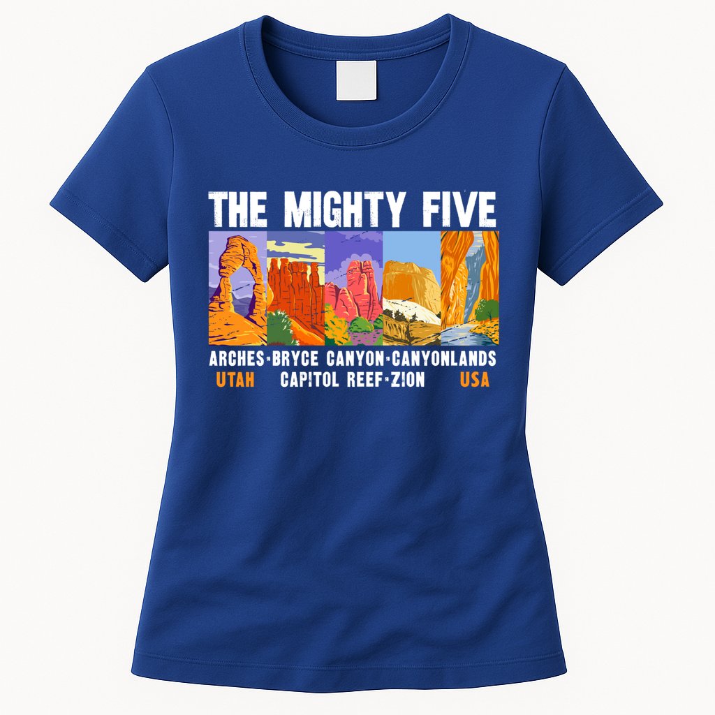 Mighty Five Utah National Parks Distressed Vintage Great Gift Womens T-Shirt