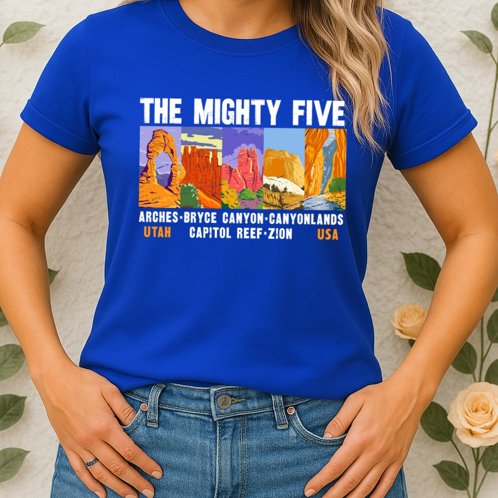 Mighty Five Utah National Parks Distressed Vintage Great Gift Womens T-Shirt