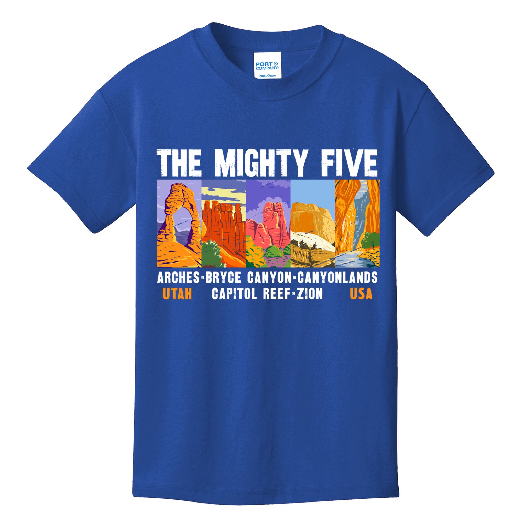 Mighty Five Utah National Parks Distressed Vintage Great Gift Kids T-Shirt