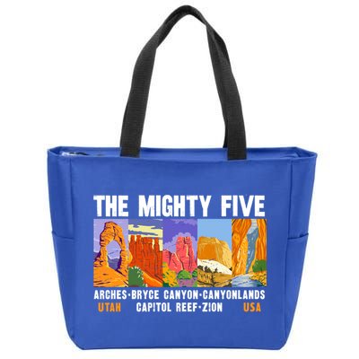 Mighty Five Utah National Parks Distressed Vintage Great Gift Zip Tote Bag
