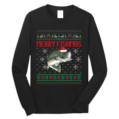 Merry Fishmas Ugly Christmas Sweater Angler Fishing Long Sleeve Shirt