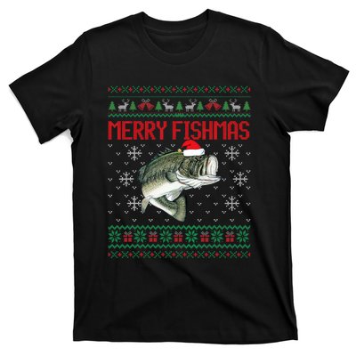 Merry Fishmas Ugly Christmas Sweater Angler Fishing T-Shirt