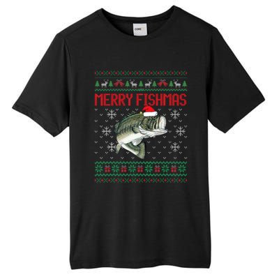 Merry Fishmas Ugly Christmas Sweater Angler Fishing Tall Fusion ChromaSoft Performance T-Shirt