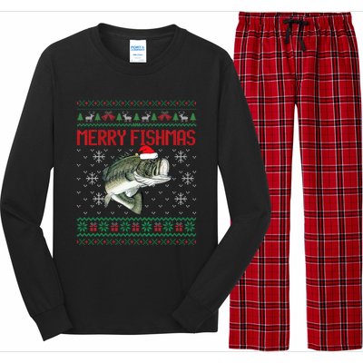 Merry Fishmas Ugly Christmas Sweater Angler Fishing Long Sleeve Pajama Set