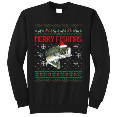 Merry Fishmas Ugly Christmas Sweater Angler Fishing Tall Sweatshirt