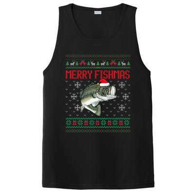 Merry Fishmas Ugly Christmas Sweater Angler Fishing PosiCharge Competitor Tank